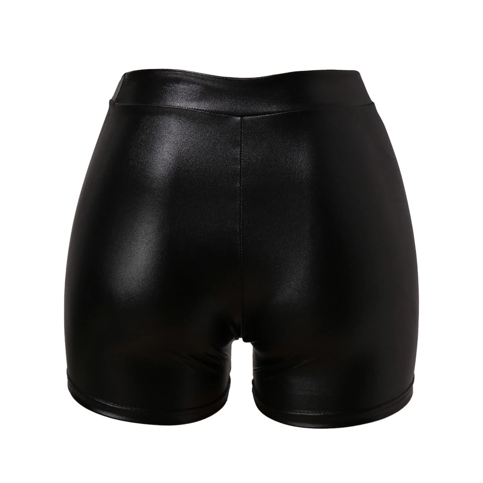 Calções de couro sexy para mulheres cintura alta elástico magro hip shorts preto leggings dança quente boate clubwear calças quentes shorts