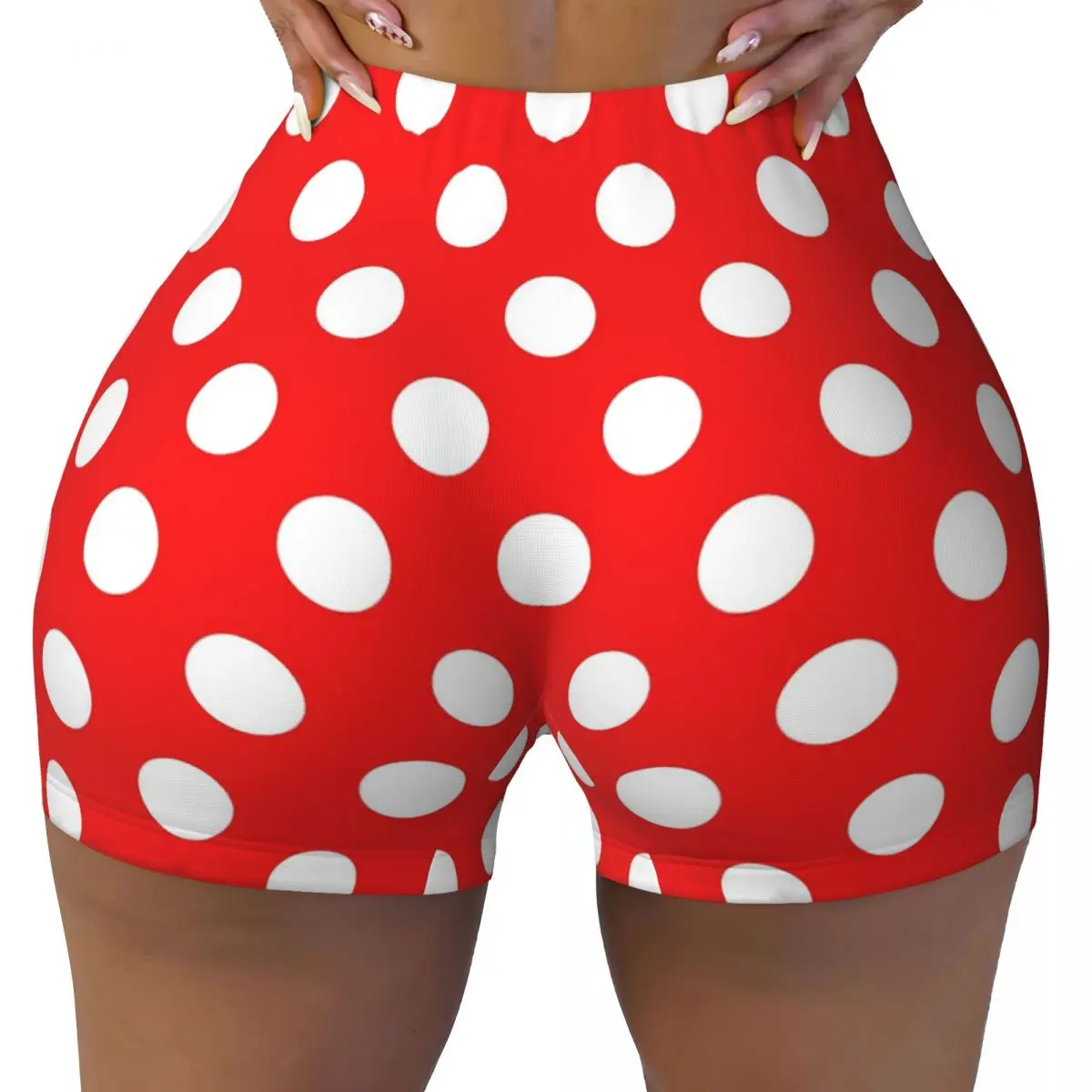 Mickey Mouse Minnie Polka Dot High Waist Yoga Shorts Woman Lift Sports Fitness Workout Gym Wear