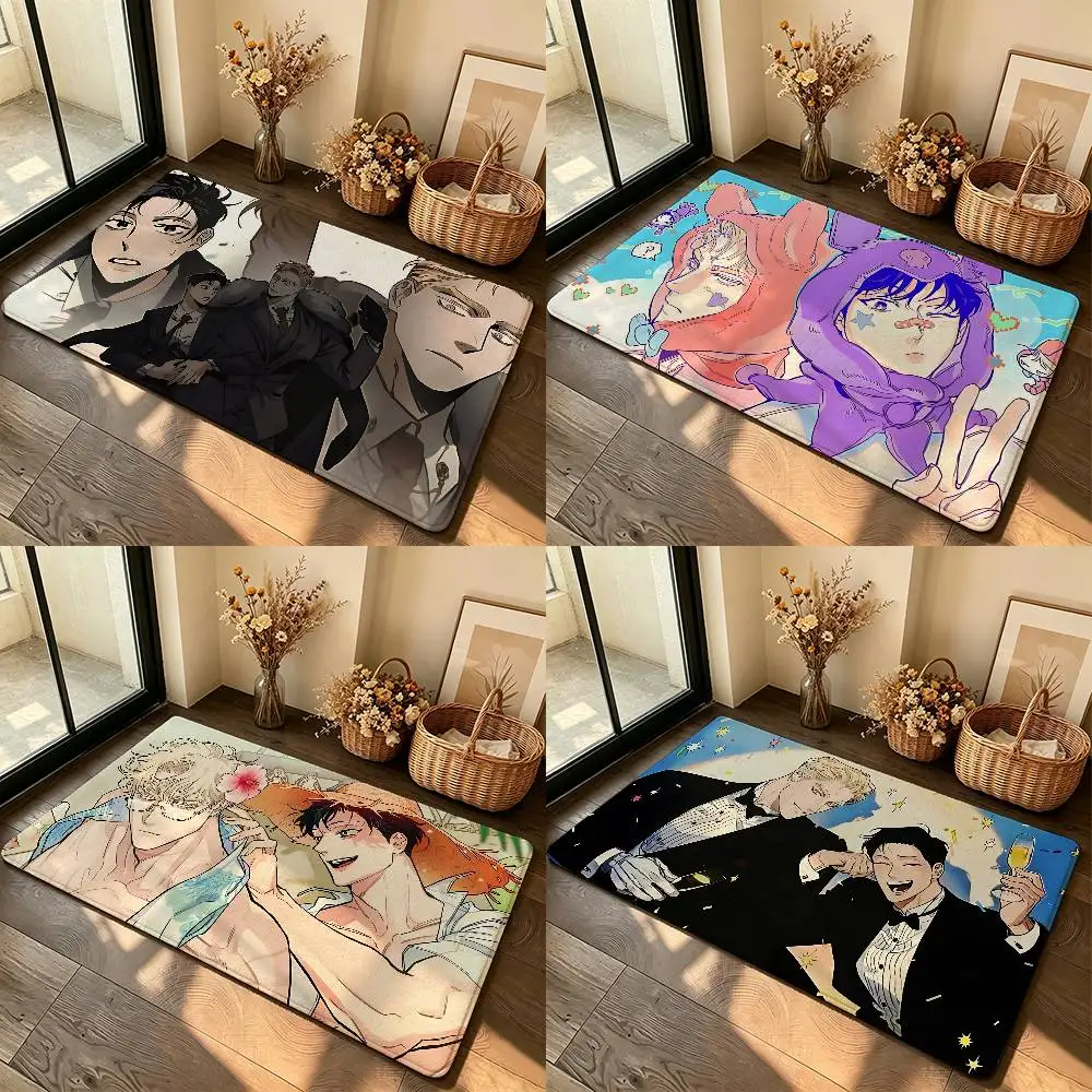 Manhwa-R-roses And Champagne Cute Carpet Bathroom Anti-slip Mat Door Mat Home Decoration Mat Entrance Door Mat Scratch-resistant