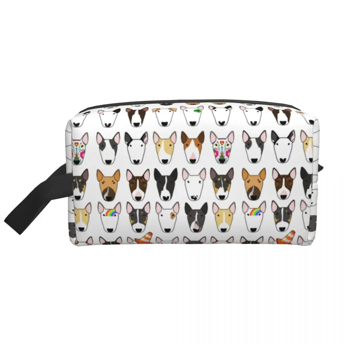 Bolsa de cosméticos Multi Bull Repeat para mujer, estuche de maquillaje de gran capacidad para amantes de los perros Bull Terrier, bolsas de aseo para almacenamiento de belleza