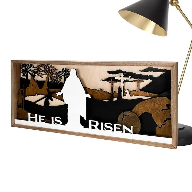 Easter Scene Wooden Decoration Easter Nativity Decor Wooden Home And Desk Decoration He Is Risen Decor For Dining Room Table
