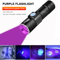 USB Rechargeable 365nm UV Flashlight Ultra Violet Torch Light  Epoxy Uv Resin Cure Adhesive Glue Urine Stains Currency Detector