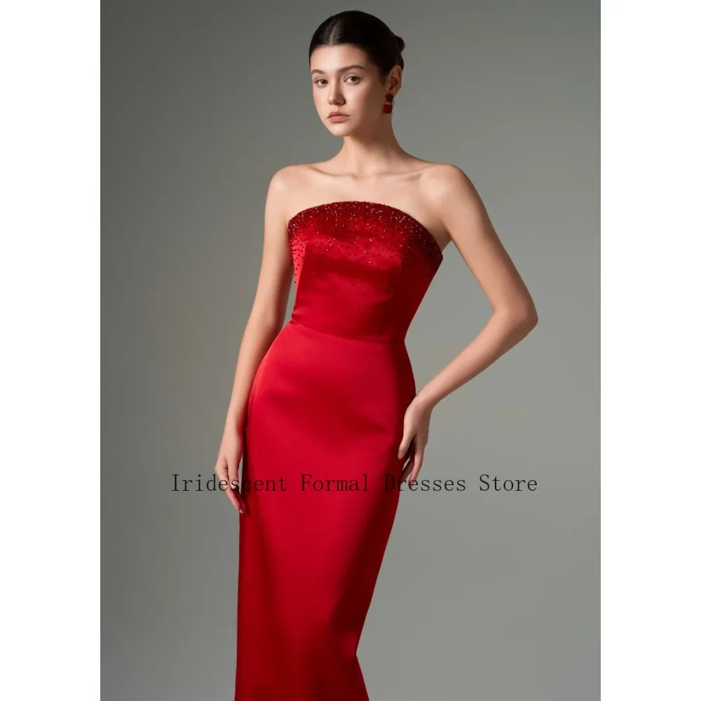 

Customized Bodycon Evening Dresses Long Red Beaded Cocktail Party Dress Strapless Column Maxi Prom Gowns for Women 2026 Bespoke