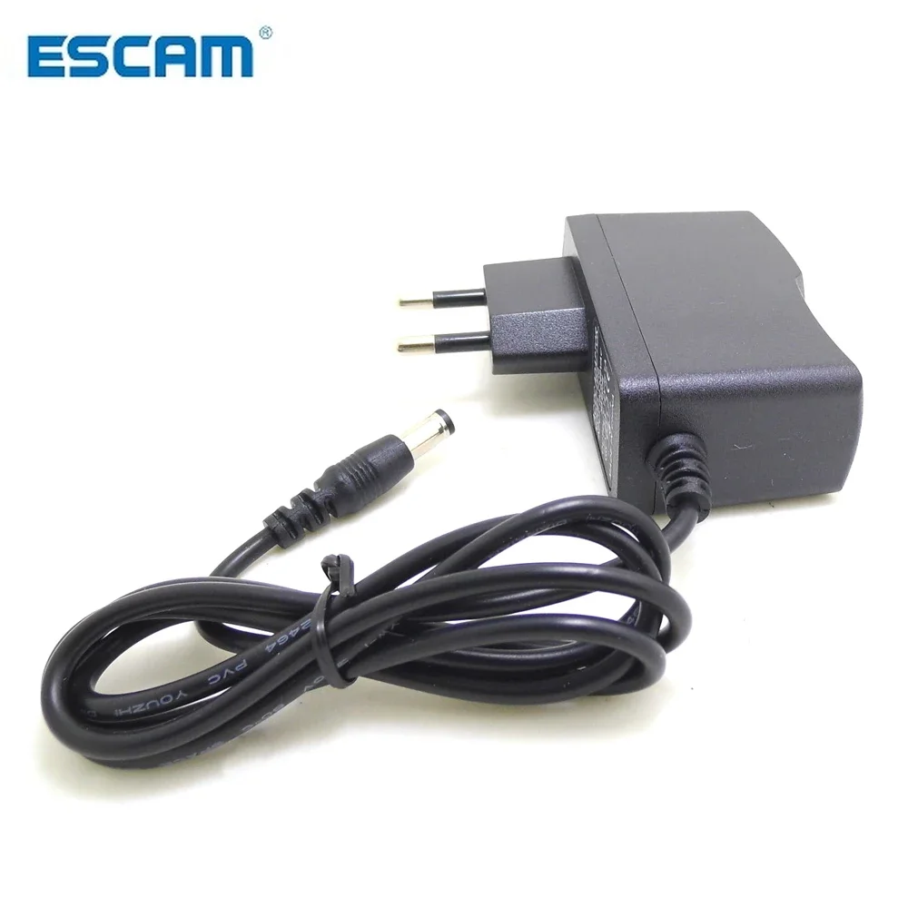 ESCAM EU Plug AC/DC Power adapter charger Power Adapter for CCTV Camera AC 100-240V DC 12V 1A (2.1mm * 5.5mm)