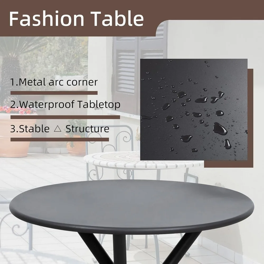 Ensemble de meubles de terrasse d'extérieur, ensemble de 3 tables et chaises pour petites tables