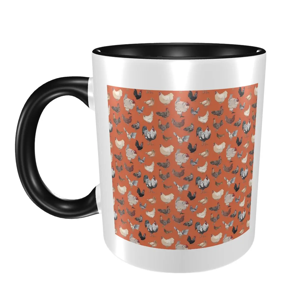 

Chicken Happy In Deep Orange Mug Funny Ceramic Coffee Cups Tea Mugs Milk Cup Drinkware Gift for Friends