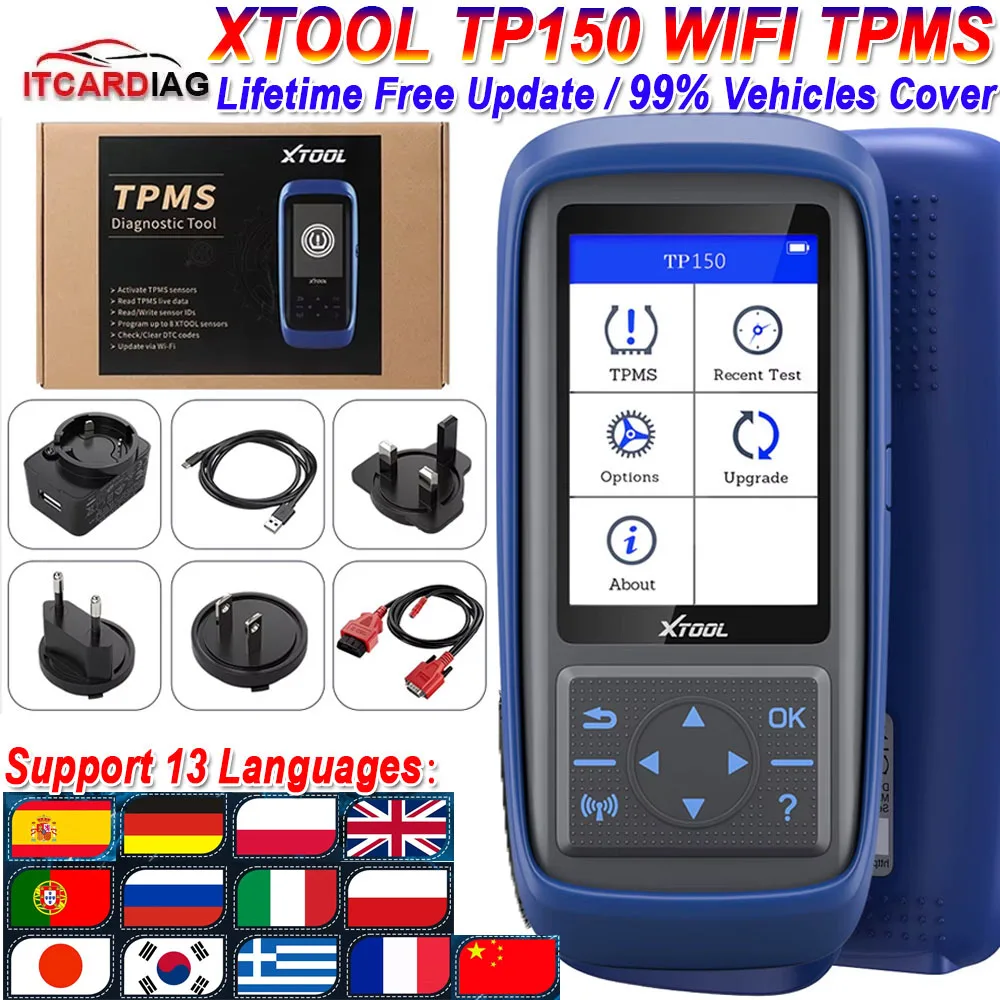 

NEW XTOOL TP150 WiFi TPMS Active Program Learn Read Auto OBD2 Scanner 315/433MHz TS100 Pro Sensor Tire Pressure Diagnsotic Tool