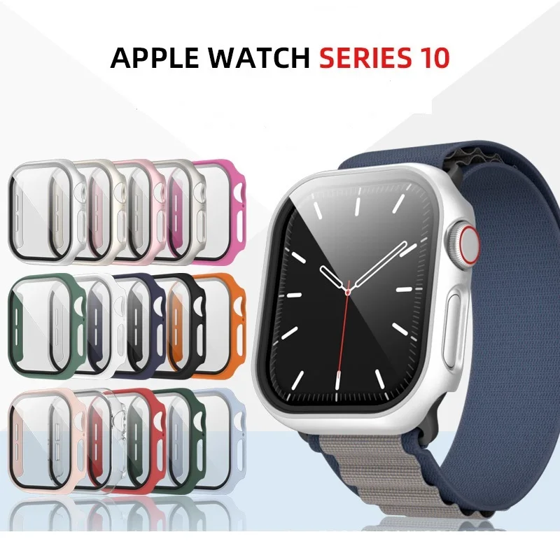 

Glass+Case for Apple Watch 10 42mm 46mm ,Screen Protector Hard PC Bumper Tempered Glass for iWatch series 10 42/46mm Accessories