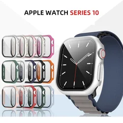 Cristal + funda para Apple Watch 10 42mm 46mm, Protector de pantalla, parachoques de PC duro, vidrio templado para iWatch series 10 42/46mm, accesorios