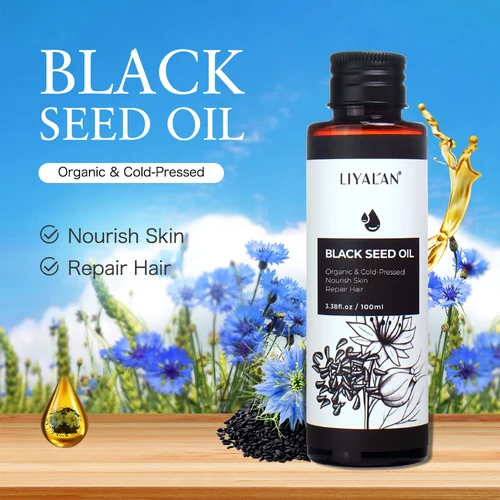 Imagen 1 del producto Aceite de semilla de comino negro de 100ml para el crecimiento del cabello, líquido prensado en frío, nutre la piel de las uñas, masaje corporal antioxidante