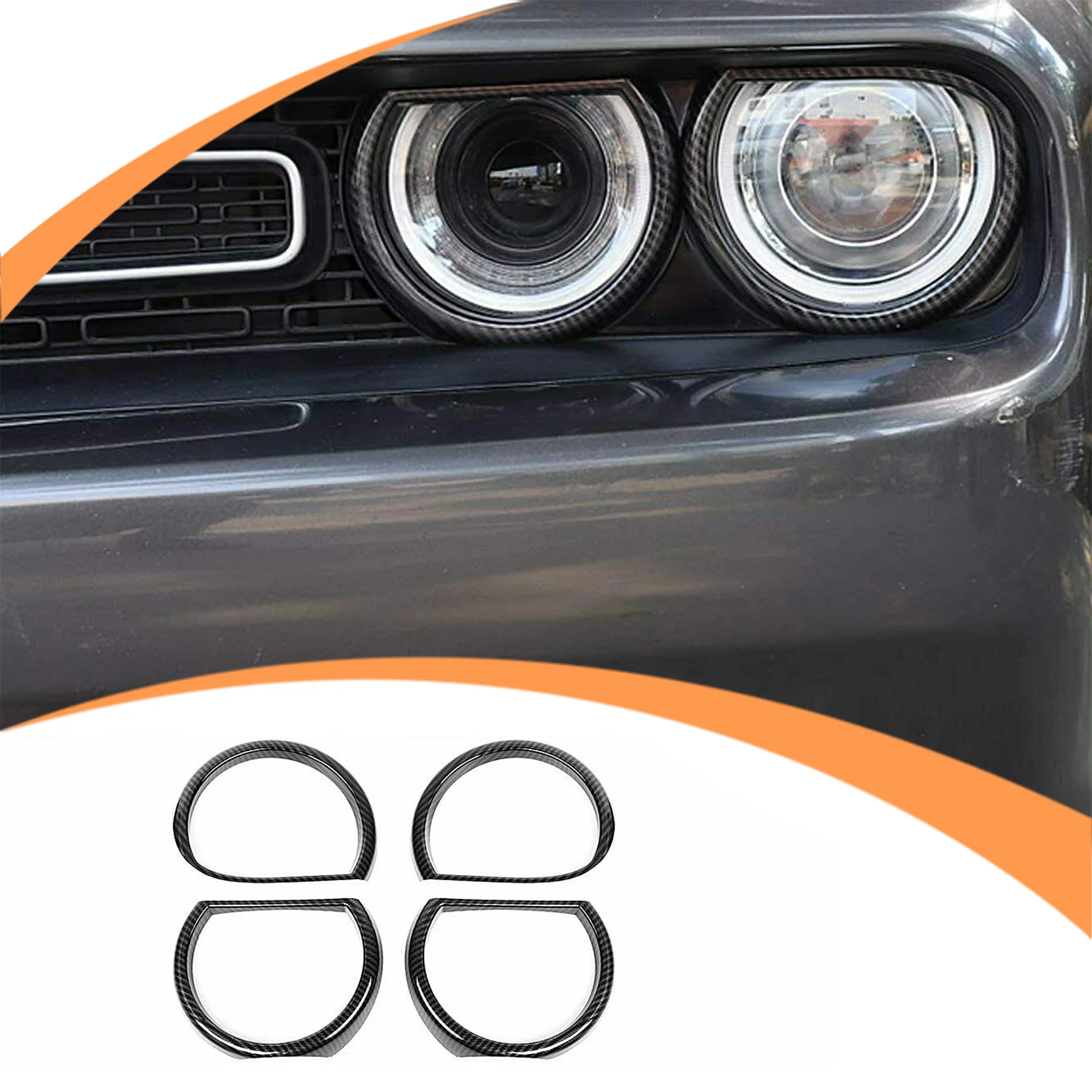 Dasener Factory Front Head Light Lamp Cover for Dodge Challenger 2015-2021