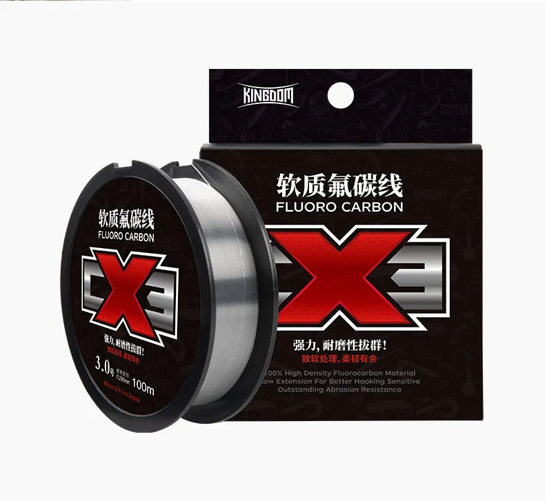 Kingdom CX3 Fluorocarbon Angelschnur 100m Super Glatte Steife Monofilament-Vorfachschnur Unsichtbare Sinkende Angelschnur – Detail 10