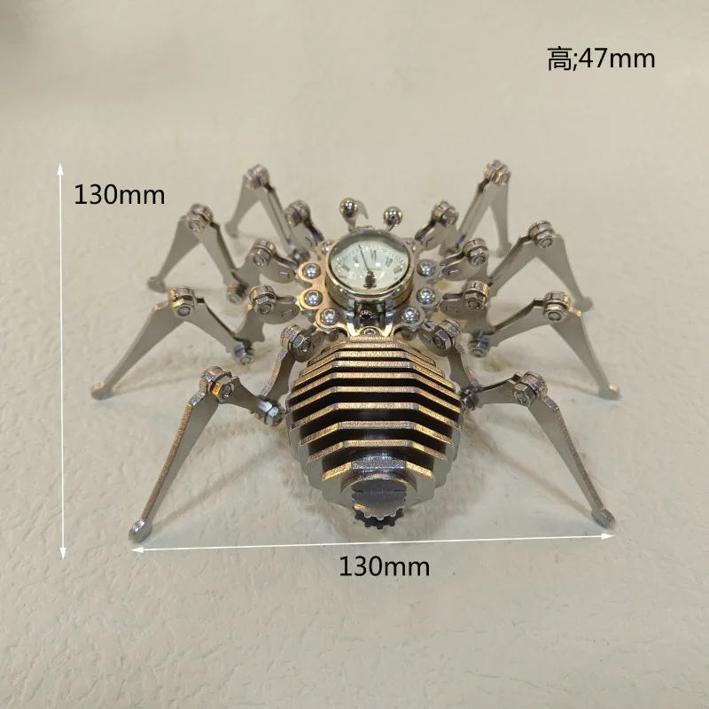 Time Spider Stainless Steel Static Mechanical Insect Model Handicraft DIY Assembly Toy Finished Punk Ornaments