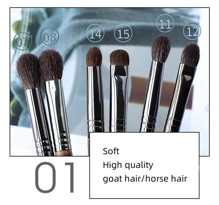 Yunduogirl 2 pezzi pennello per ombretto professionale pennelli per trucco occhi naso ombretto in polvere Soft Horse Goat Hair Make Up Tools