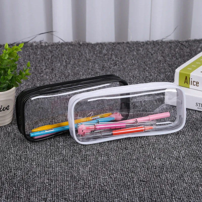 Fashion Clear PVC Plastic Pencil Case Children Pen Bag School Stationery Pencilcase Girl Purse Women Cosmetics Handbag Wallet