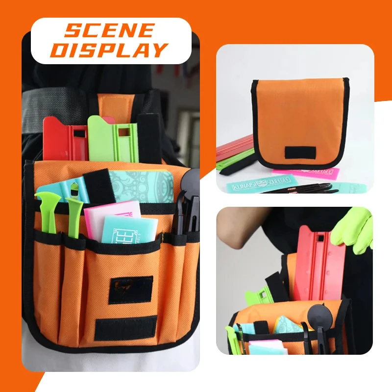 ALIWRAP Utility Car Wrap Tools Storage Bag Squeegees Holder Small Canvas Crossbody Waist Tools Bag for Window Tint Auto Repair