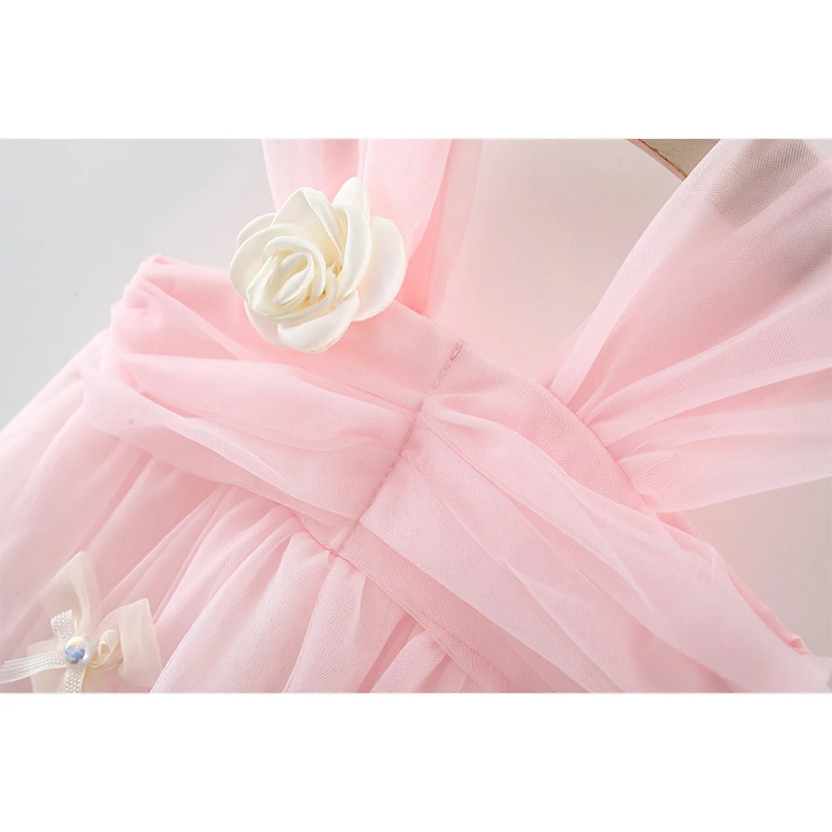 Summer Girl Dress New Mesh Flower Sweet Korean Version Dress Princess Dress Suitable for Babies Aged 0-3