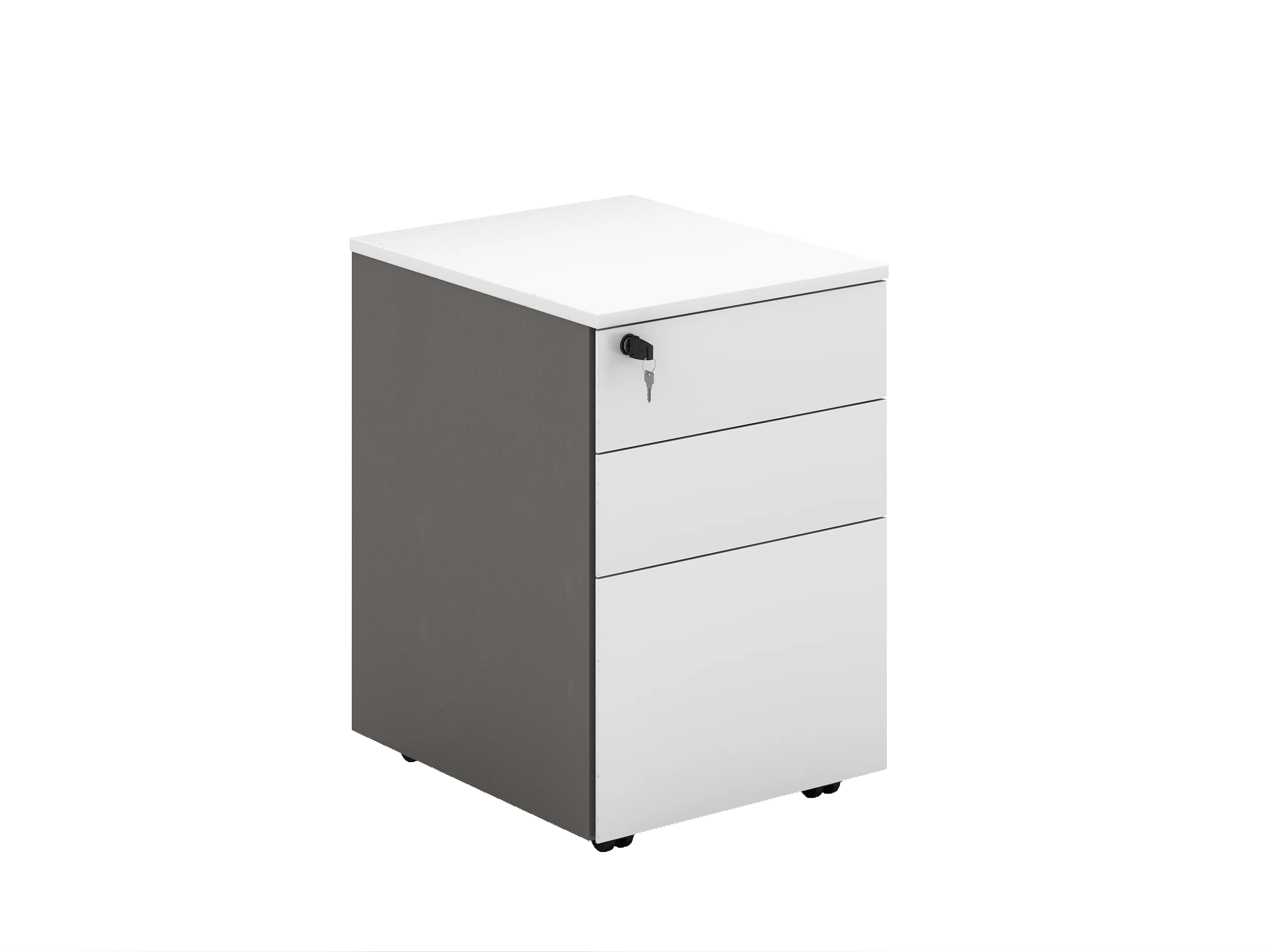 White 3 Drawers Mobile Pedestal Under Desk Filling Cabinet Storage