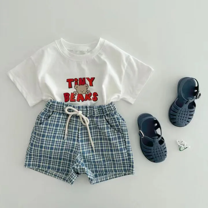 Cartoon Beer Zomer Baby Kleding T-Shirts Shorts 2 Stuks Set Voor Jongens Meisjes Peuter Beer Letter T-Shirt Set