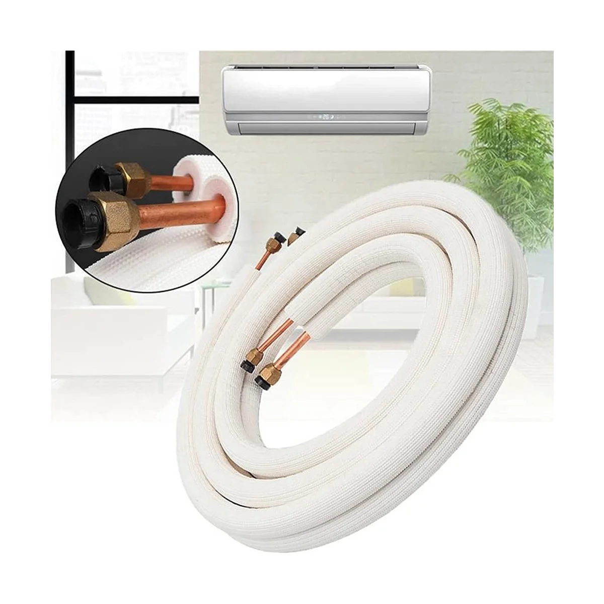 3Meter Air Conditioner Pair Coil Tube 1/4In 3/8In Insulated aluminumWire Set Air Conditioner Parts Refrigerant Tube