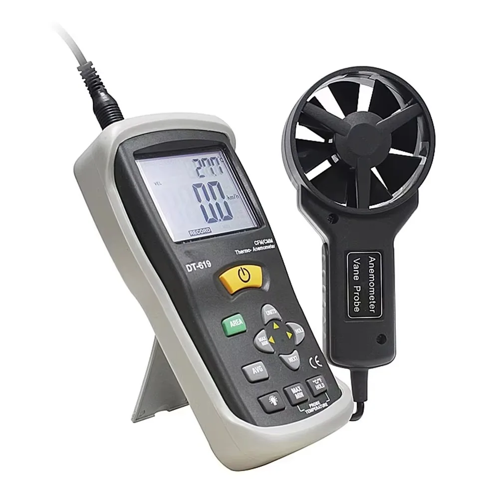 DT-619 Marine Anemometer Air Velocity Meter Temperature Air Flow Meter Wind Speed Gauge HVAC Tester