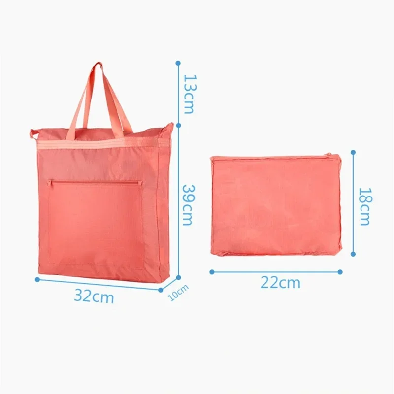 Big Size Tote Eco Shopping Bag Women Reusable Polyester Portable Shoulder Bags Girl Handbags Folding Pouch Shopper Bag Foldable