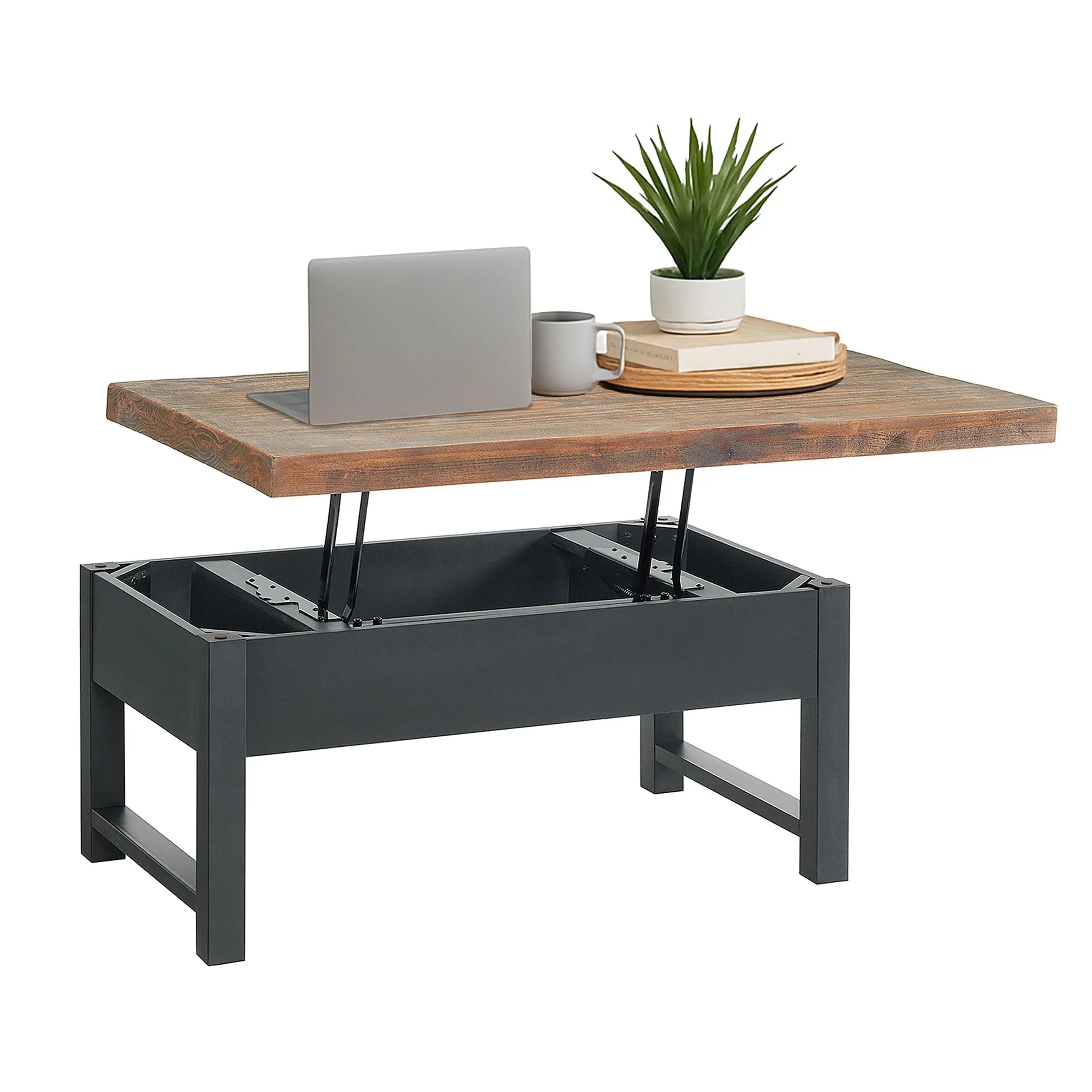 42 Inch Lift Top Coffee Table With Storage Metal Legs Rustic Industrial Modern Farmhouse