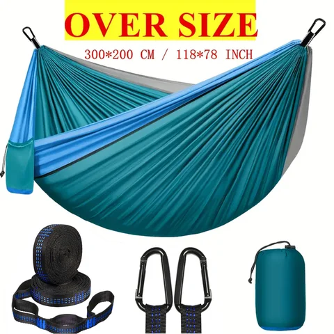 Outdoor Camping Hammock, Single & Double Person Heavy Duty  Hammock with Carrying Bag and Tree Straps for Picnic Beach Travel