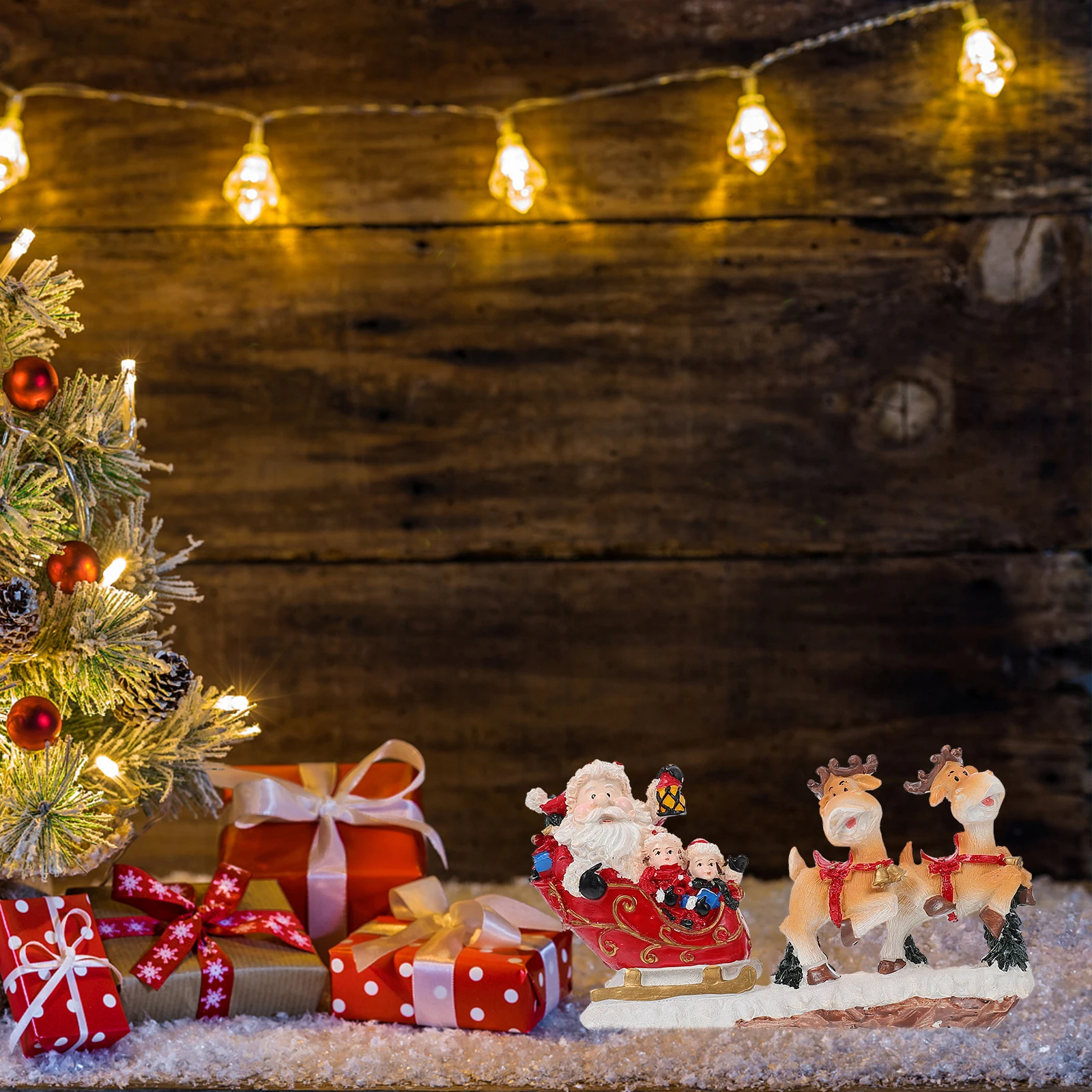 

1Pcs Cartoon Christmas Elk Pulling Cart Resin Decoration Ecofriendly Premium Xmas Home Party Decor Adornment Xmas Adornment