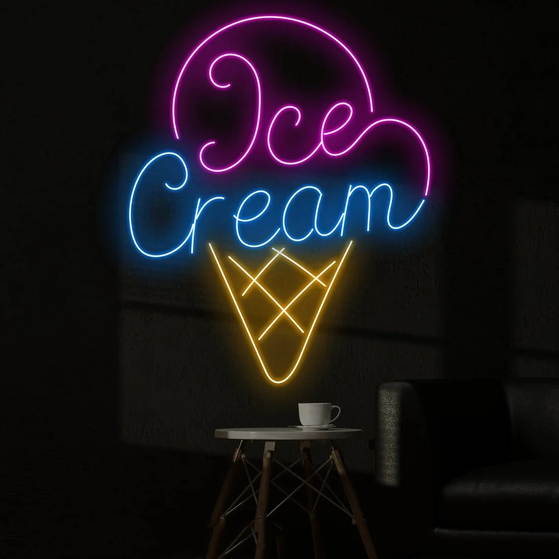 

Ice Cream Neon Sign Custom Neon Sign Ice Cream Store Neon Wall Decor Dessert Restaurant Light Wall Art