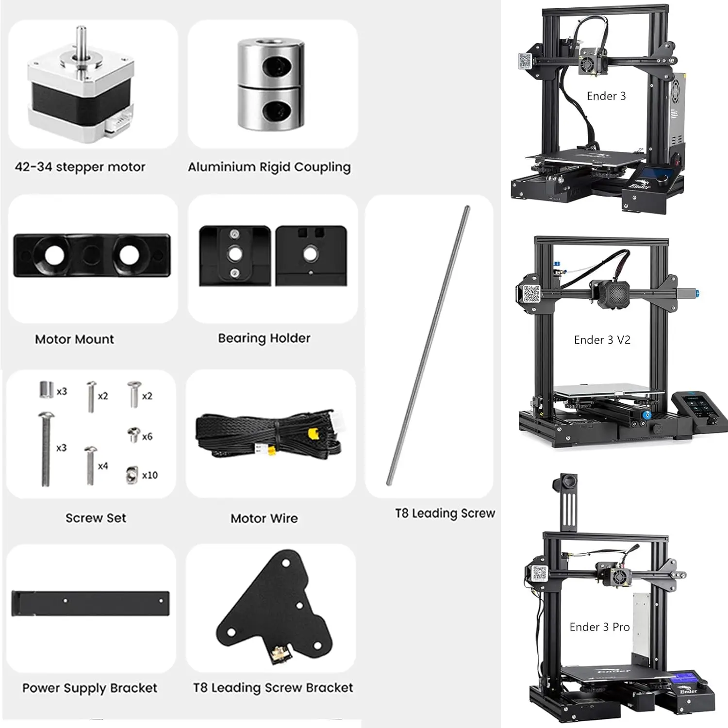 Imagem -06 - Creality-kit de Atualização Dual Z-axis com Parafuso de Chumbo Stepper Motor Metal Suporte de Alimentação Ender v2 Oficial