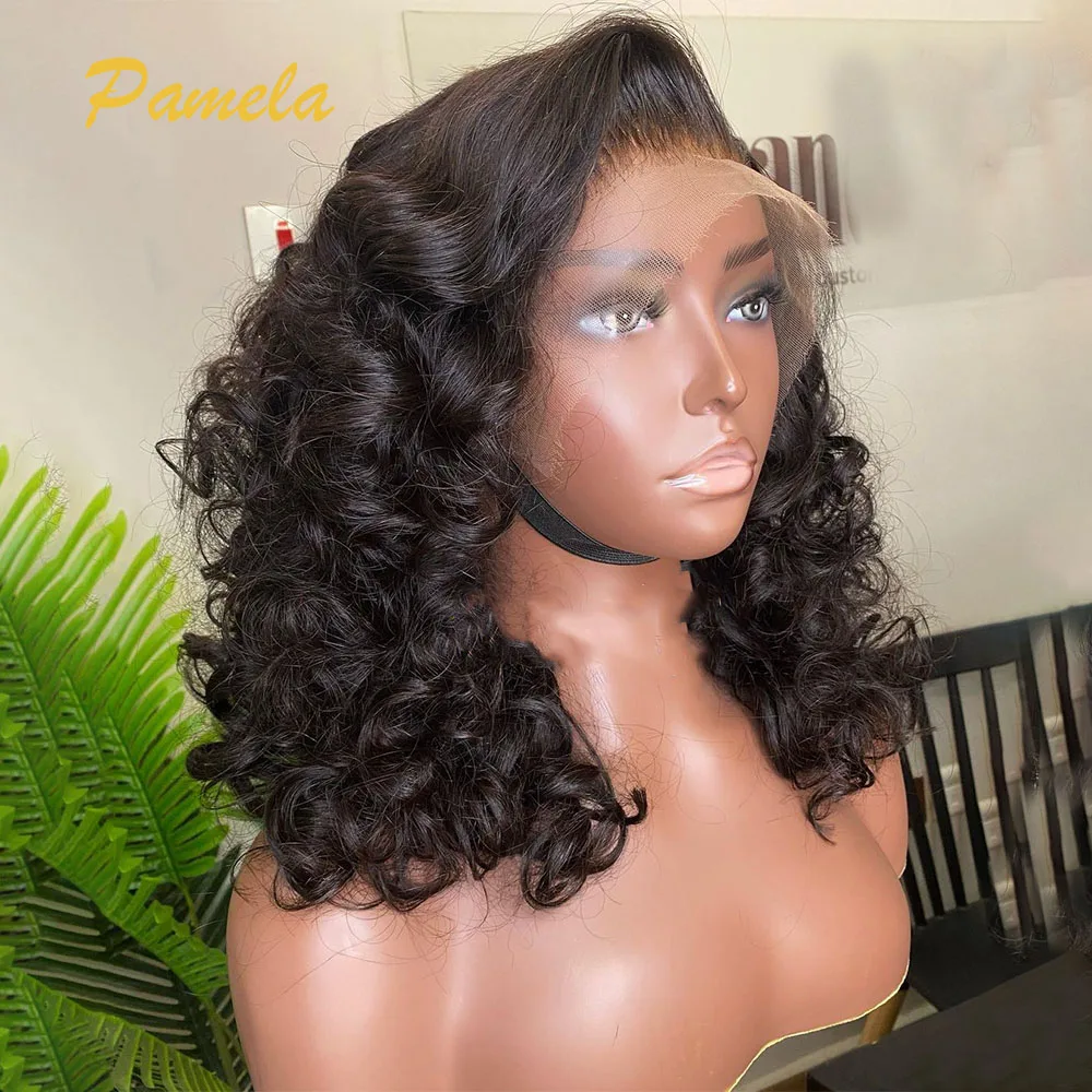 

Super Double Drawn Glueless Wig Human Hair Ready To Wear Loose Deep Wave 250% Density Bob 13x4 HD Transparent Lace Frontal Wigs