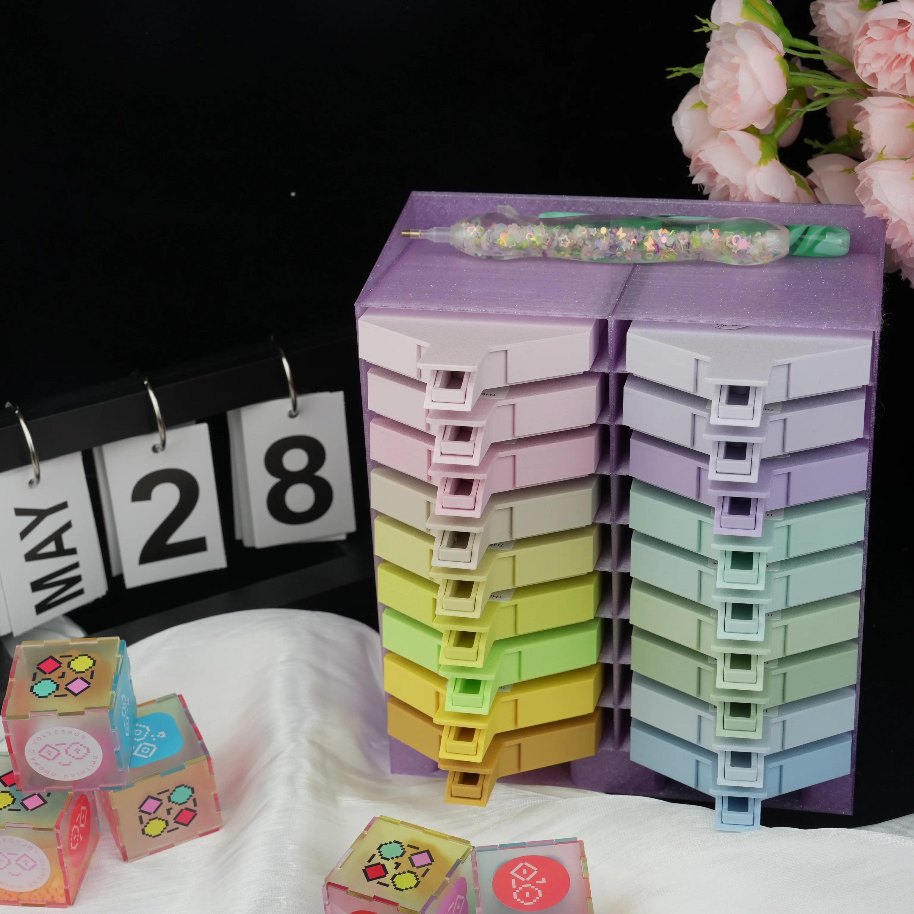 Forever Young Purple Crystal Diamond Painting Trays Rack Storage Organizer Diamond Painting Tool Accessories