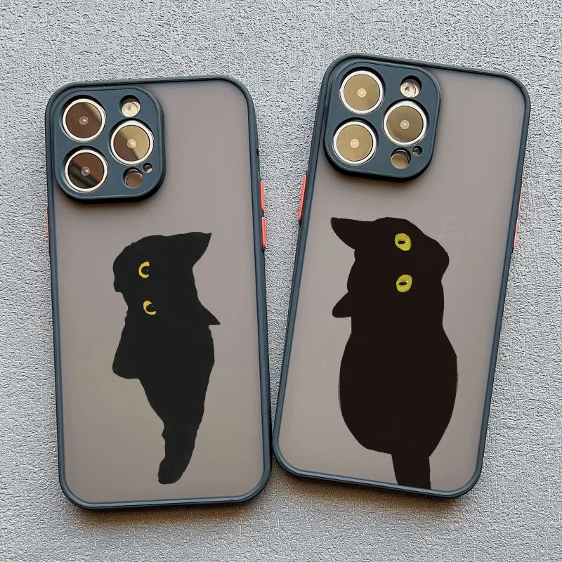 

Cute Cartoon Black Cat Phone Case For iPhone 17 Pro Max 15 Case iPhone 11 13 Mini 12 Pro Max 16 14 15 Pro Max Plus Cover Fundas