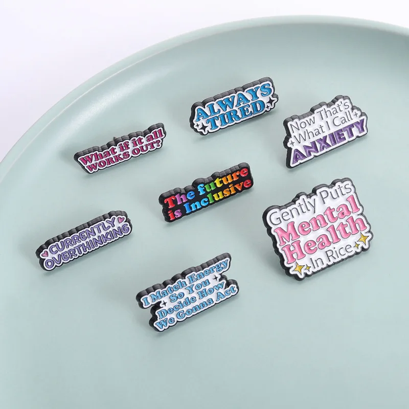 Mental Health Quote Enamel Pins Currently Overthinking Now That's What I Call Anxiety Brooches Lapel Badge Jewelry Gifts