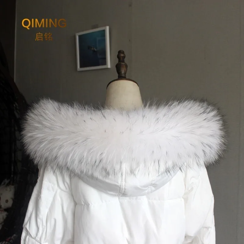 100% Real Fur Collar Luxery Scarf Natural Raccoon Fur Scarf Women Genuine Fur Collar Scarves Large Scarf Fur Shawl Male Jacket