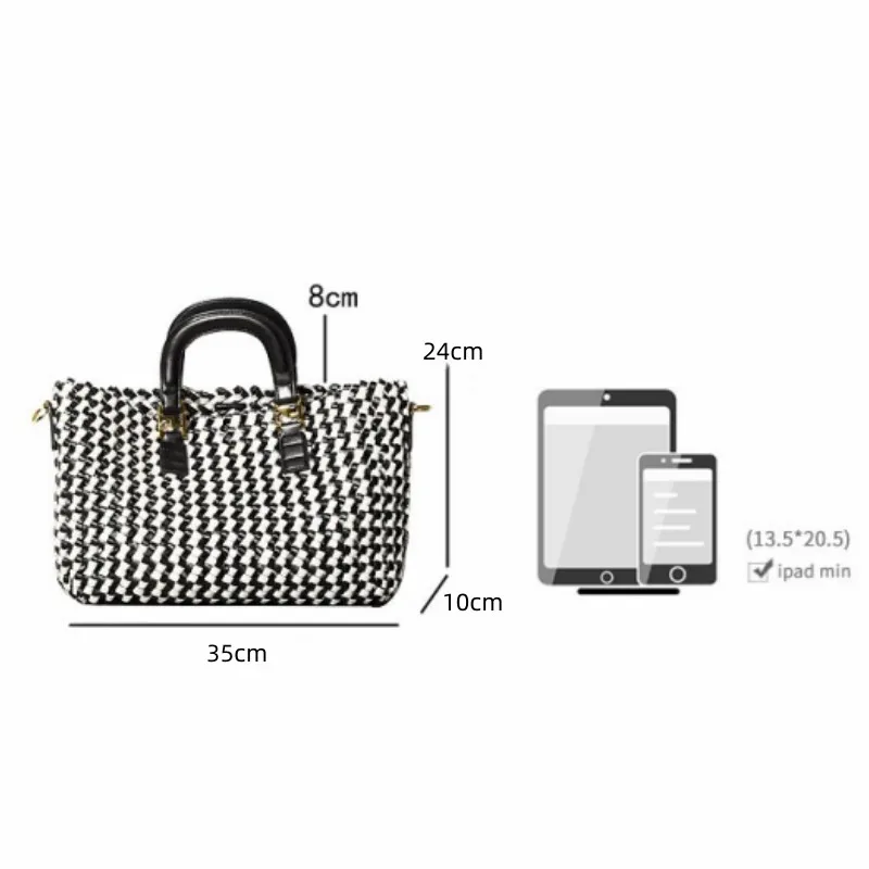 UKF Luxury Designer Bags PU Leather Woven Bag Women Large Tote Knited Handbags and Purse Large Shopper Daily Bag Patchwork Bucke