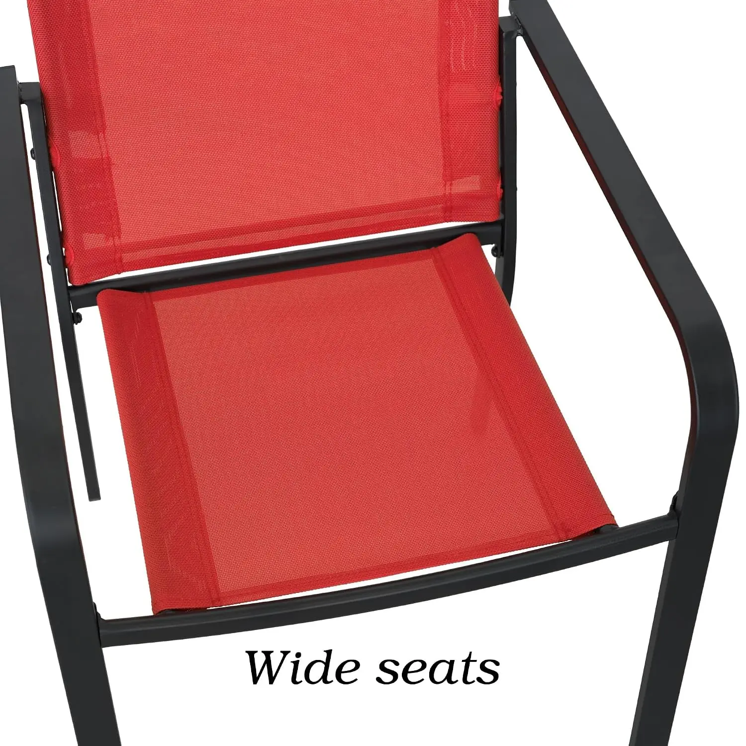 Stackable Outdoor Dining Chairs Set of 6, Textilene Fabric, Red