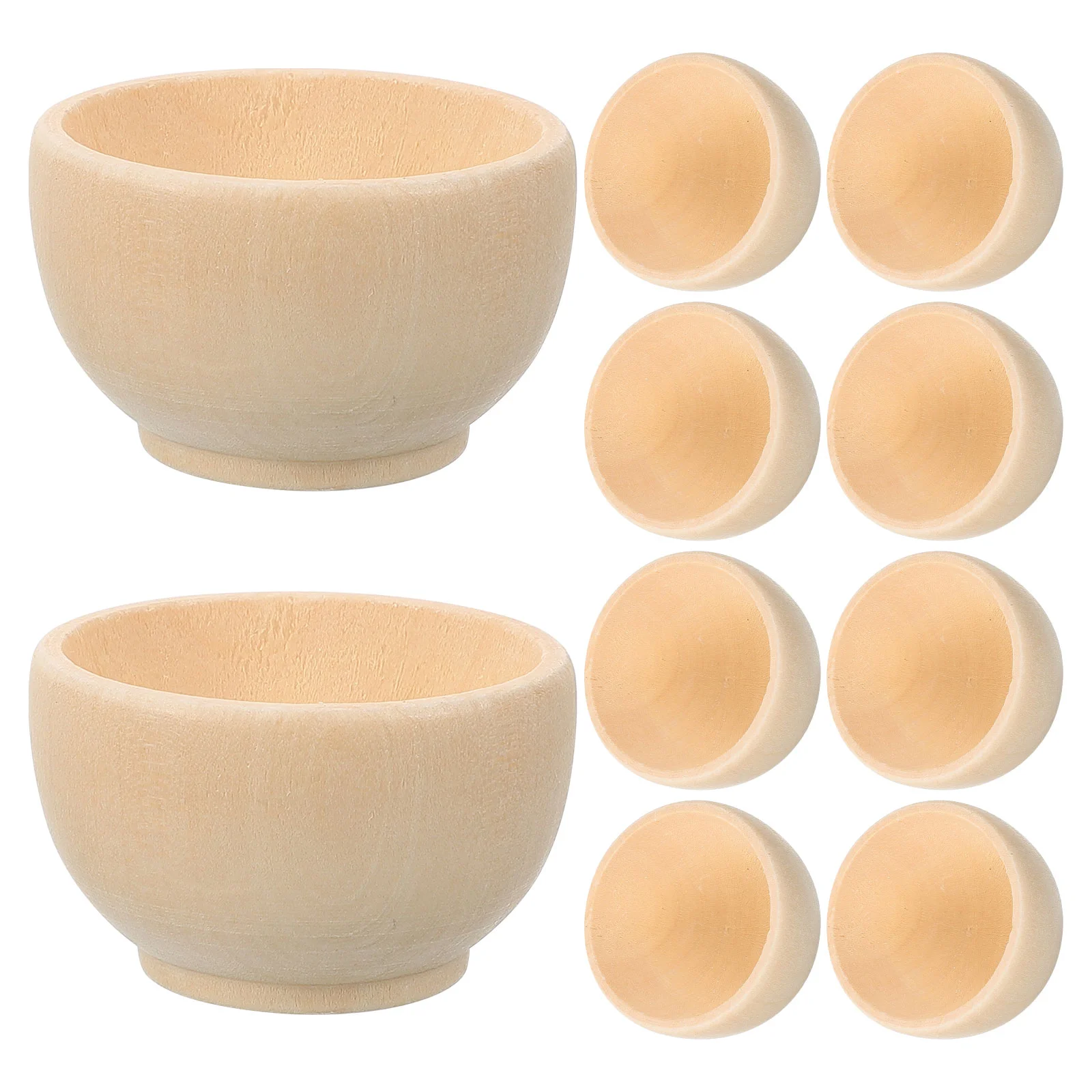 10 Pcs Simulated Kitchen DIY Model Unfinished Wood Playthings Dipping Sauce Bowls