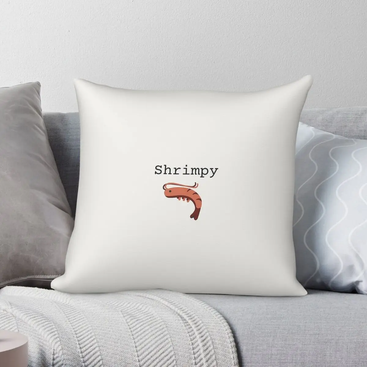 Shrimpy Shrimp Marine Square Pillowcase Polyester Linen Velvet Printed Zip Decorative Throw Pillow Case Sofa Cushion Cover 45x45