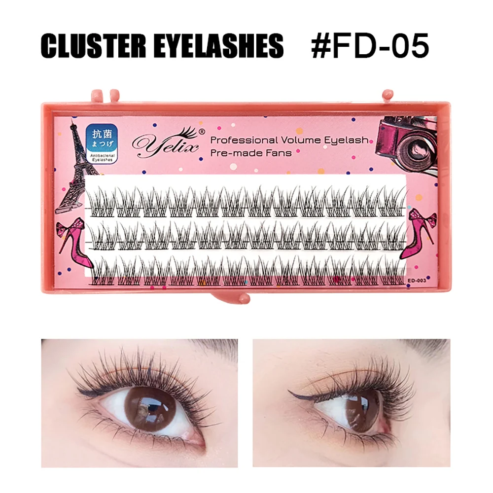 Yelix Fishtail Eyelashes Lashes 0.07mm C Curl False Eyelash Clusters Manga Lashes Eyelash Bundles