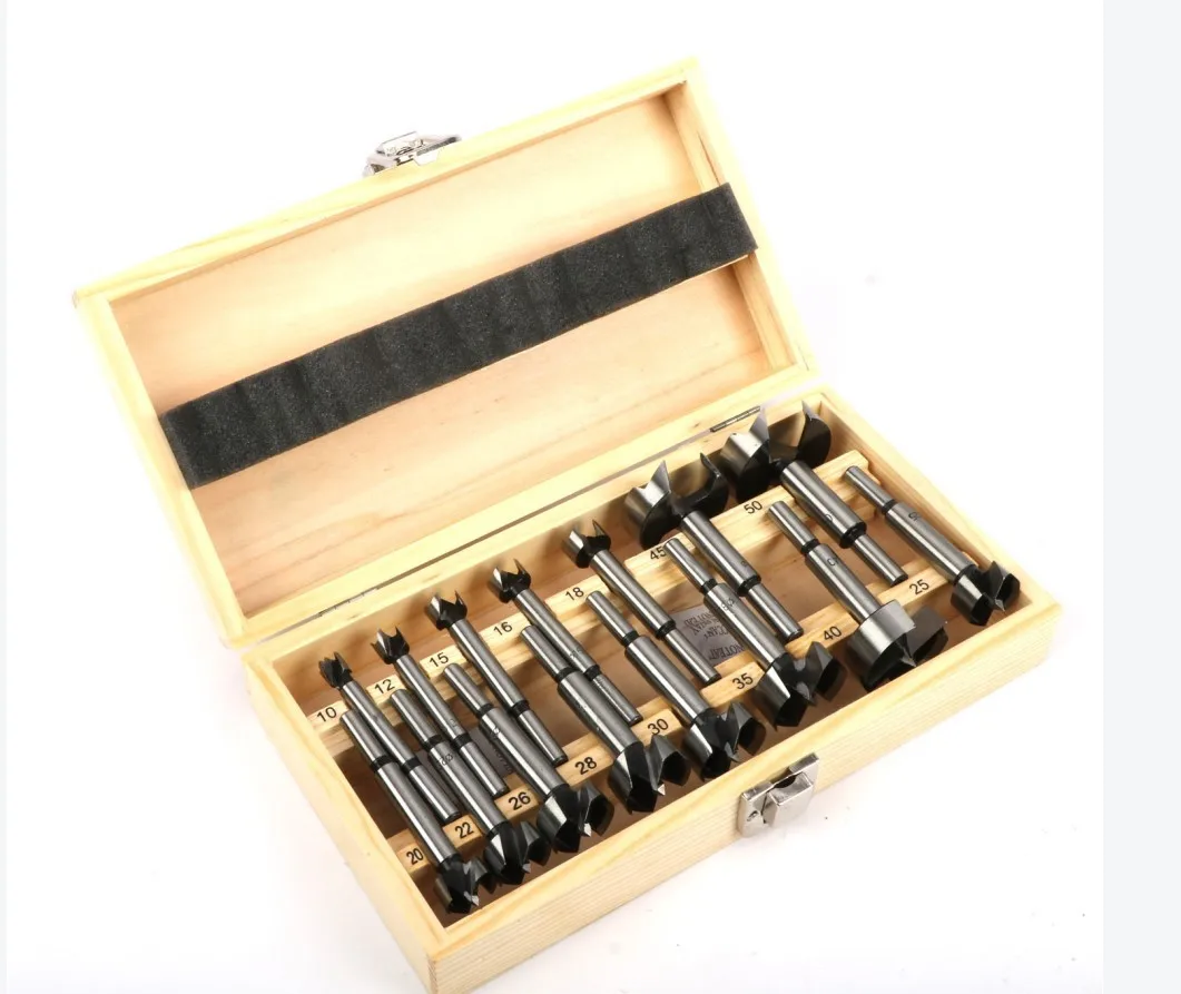 Drill bit reamer desktop circular wooden board punching door lock hinge drill 16pcs set woodworking multi tooth flat wing drill