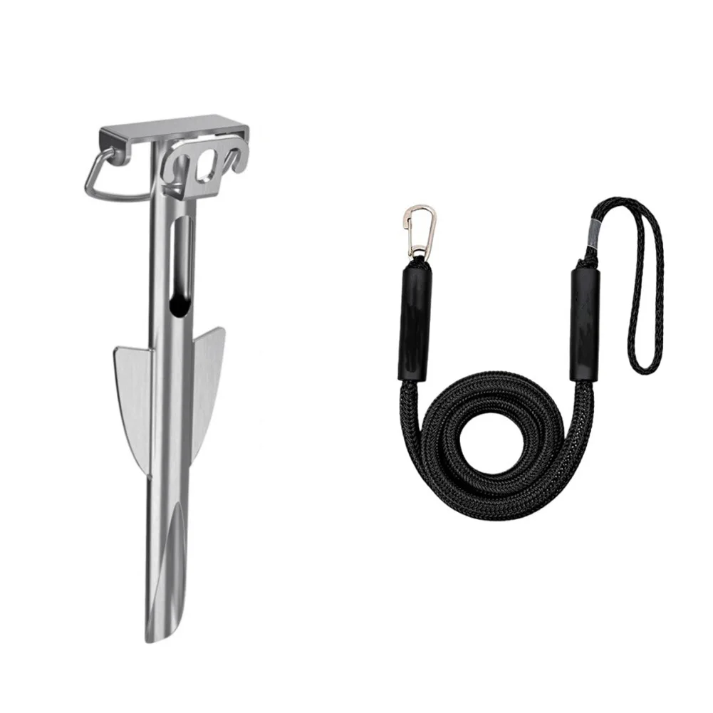 Stainless Steel Watercraft Anchor for Kayak Fishing Boat with Precision Spiral Threads for Effective Sand Engagement
