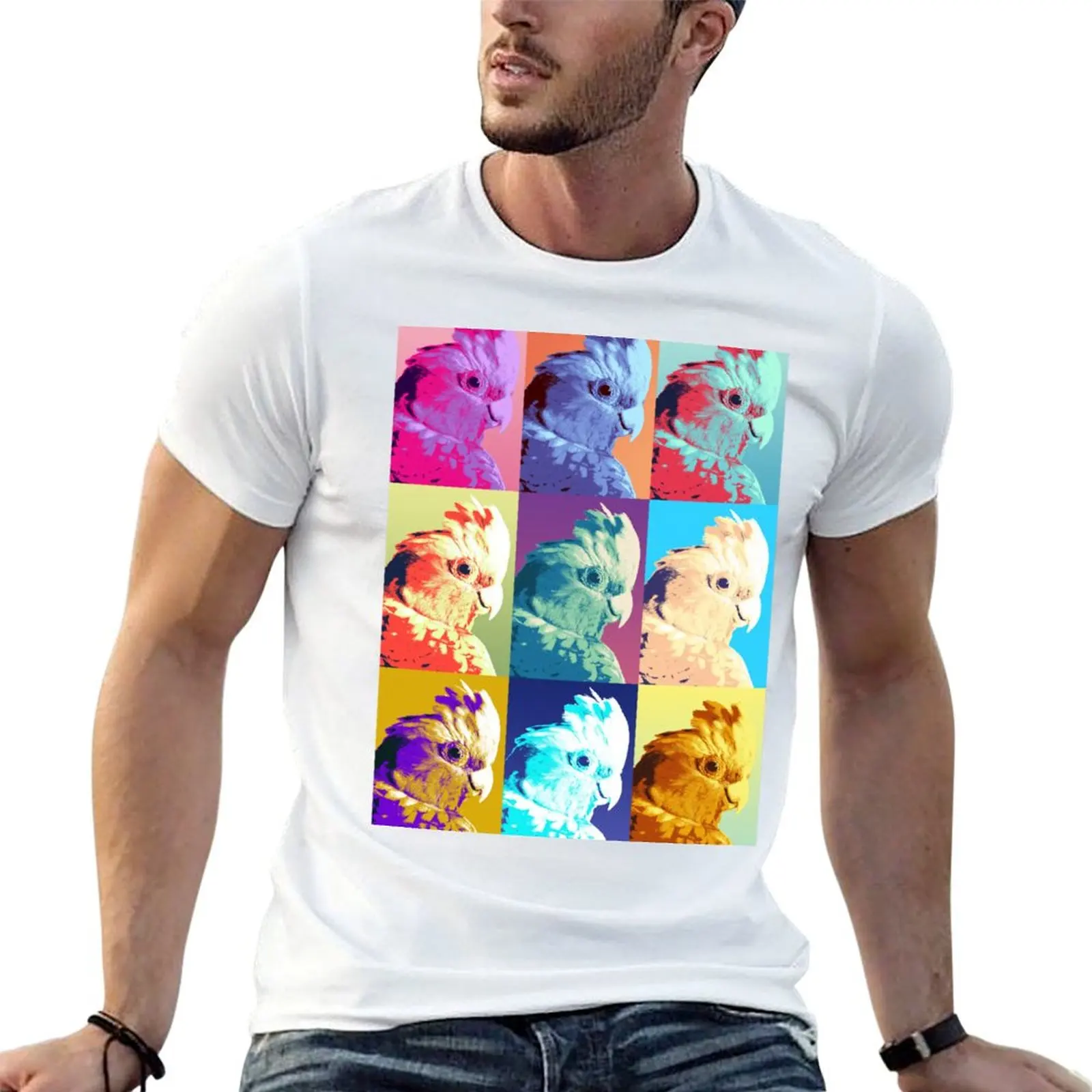 

Pattern men man t shirts Cockatoo t shirt Pop-Art for T-Shirt plain man Black