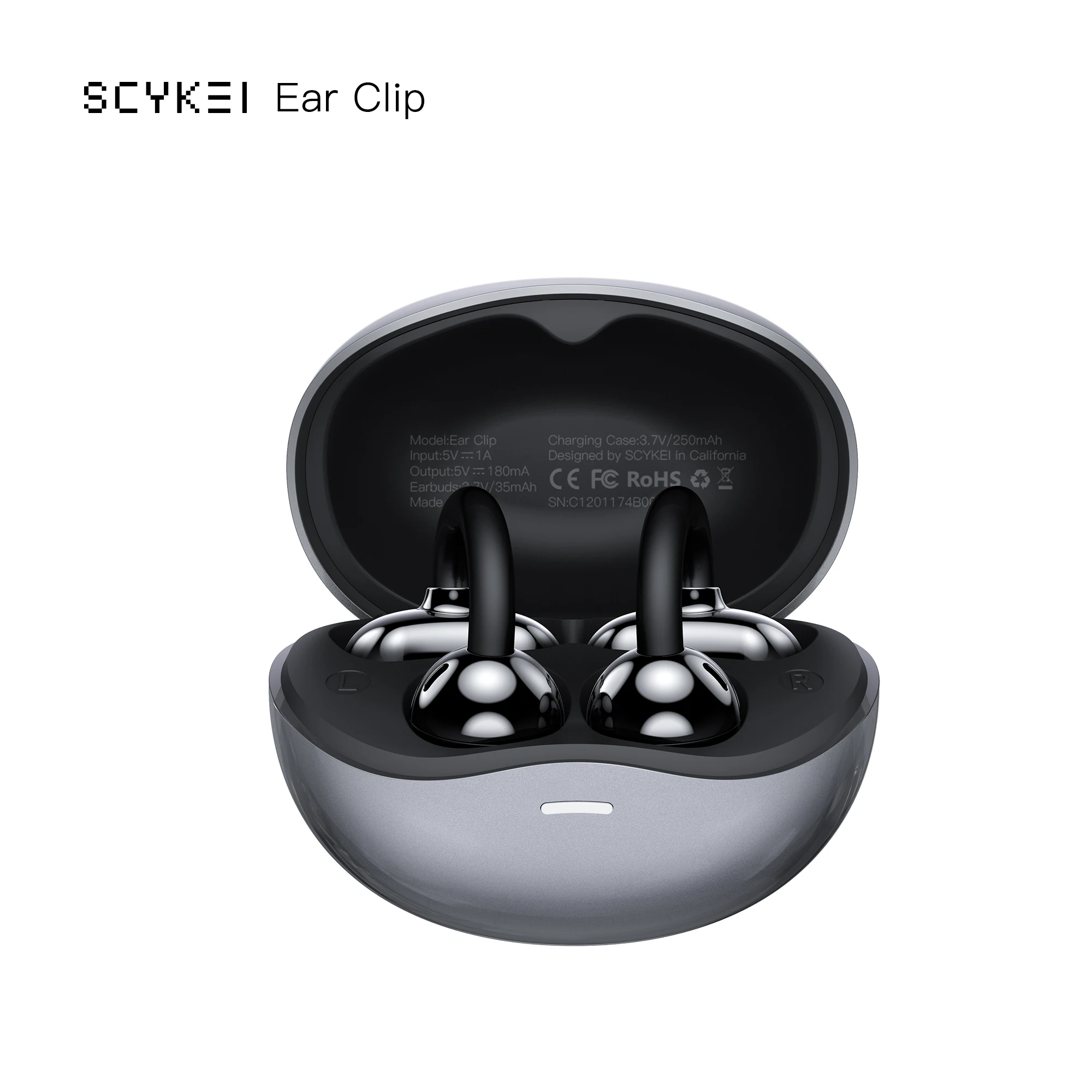 KIESLECT Scykei Ear Clip Double Microphones ENC IPX4 Wireless Earbuds with Touch Controls AI Capabilities 30h Playtime with Case