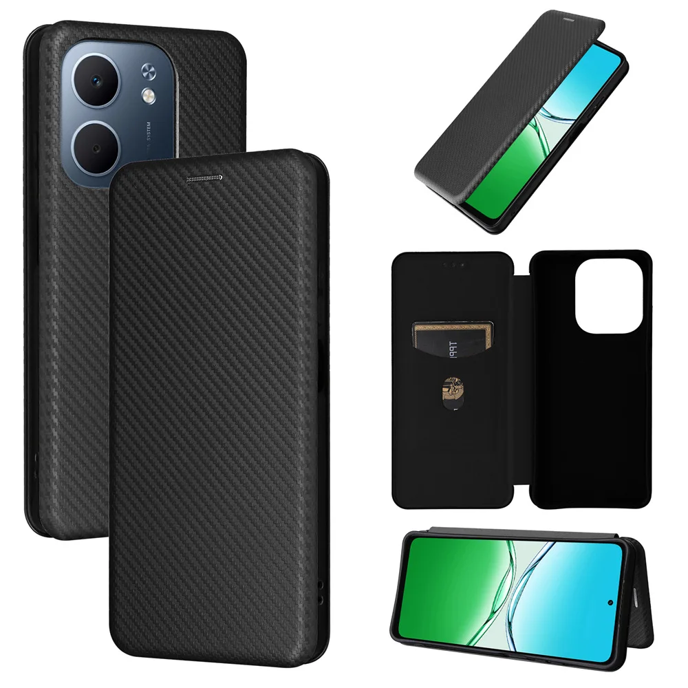 

Для OPPO A5X чехол из углеродного волокна, откидная магнитная подставка, держатель, слот для карт, противоударный чехол, чехол Funda Coque