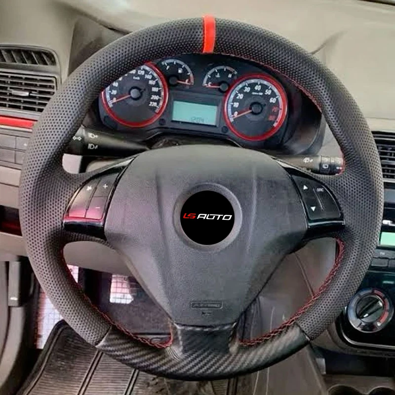 

Кожаный чехол на руль из микрофибры с прошивкой вручную для Fiat Punto Bravo Linea Qubo Doblo Grande Punto 2005-2019