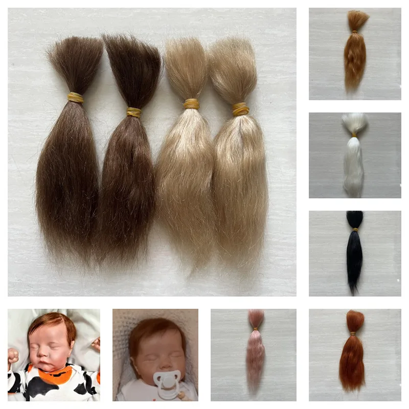 7 Kleuren Reborn Baby Pop Pure Mohair Donker Bruin/Gouden/Wit/Zwart Kleuren Hand Geworteld Mohair Voor diy Reborn Baby Pop/Bjd