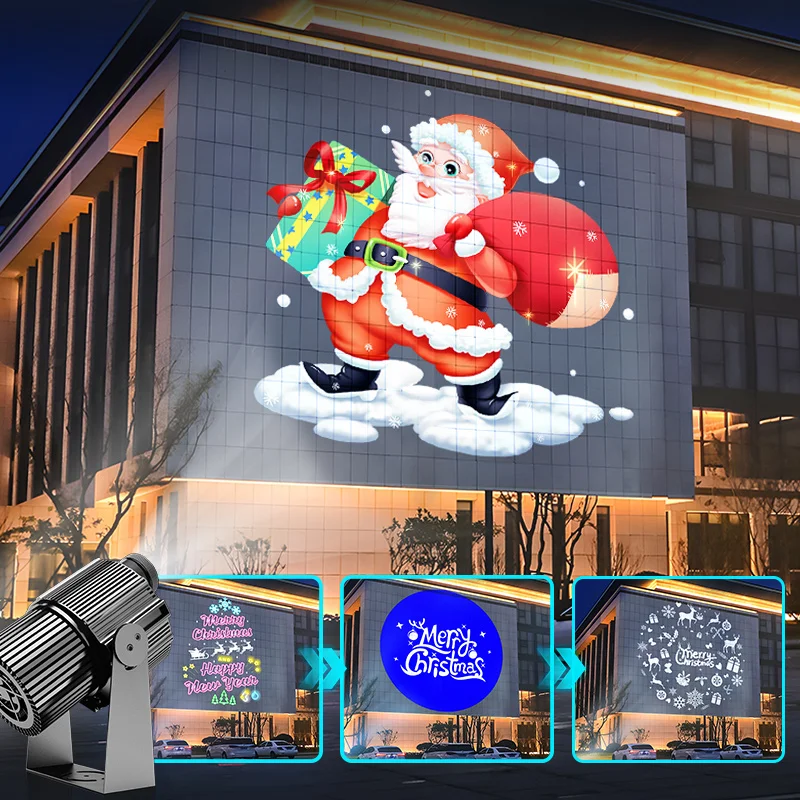 4 Image Rotating Custom Gobo Projector HD Pattern Logo Advertising Light for Storefront Ground Wall Ambiance Projection