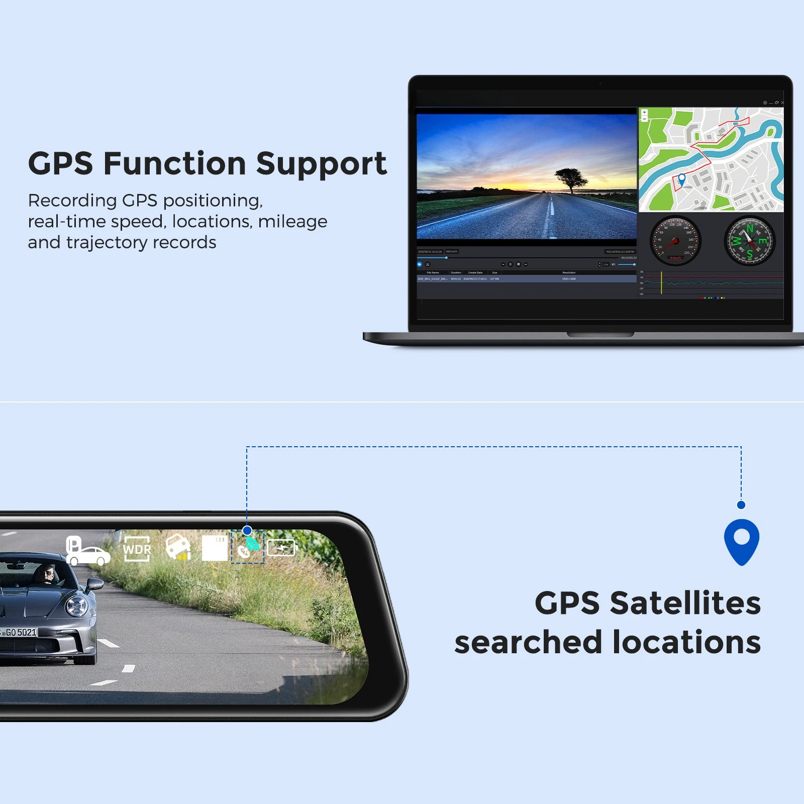 مسجل مرآة الرؤية الخلفية AR09 عدسة مزدوجة أمامية وخلفية 4K عالية الوضوح شاشة كبيرة زاوية واسعة #4